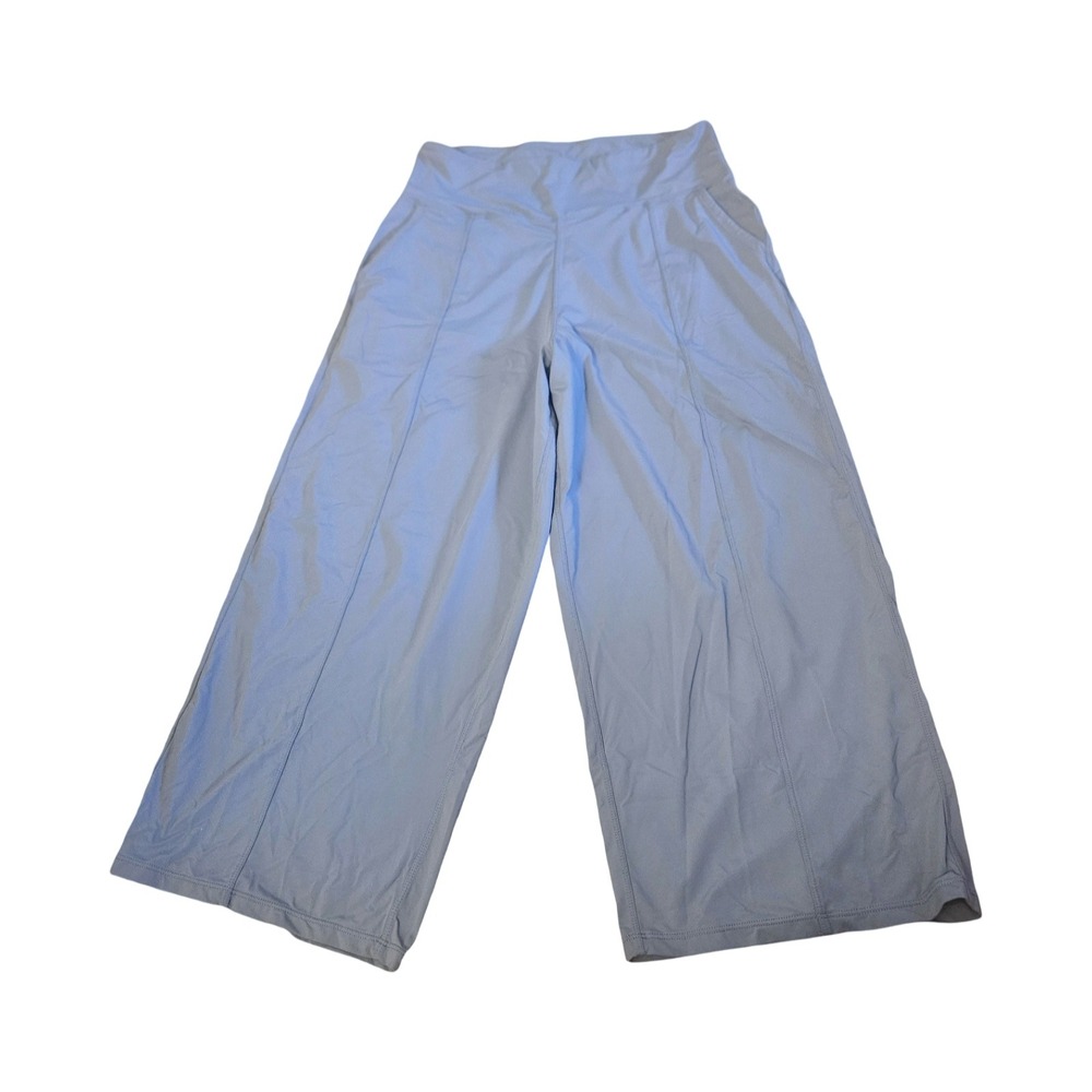 Womens Light Blue Wide Leg Athletic Pants High Rise Pockets XL Seam Detail